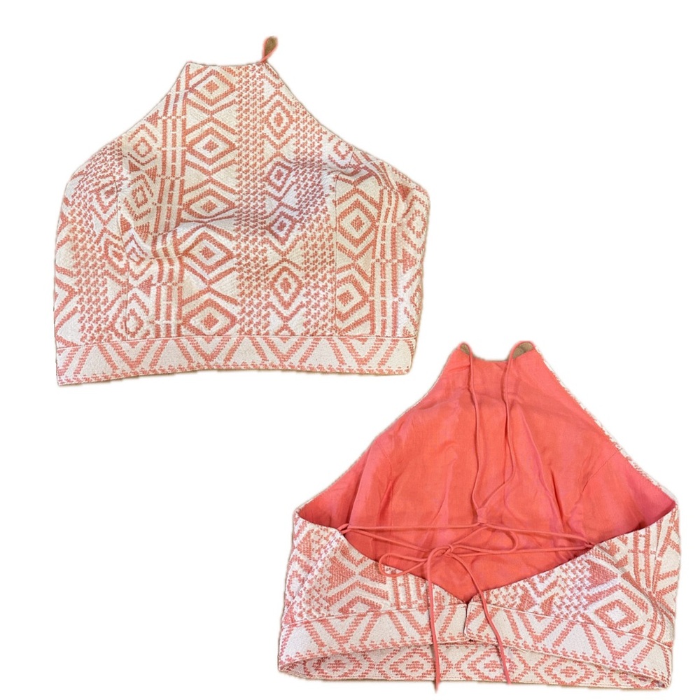 Nameless coral boho halter backless crop top size small